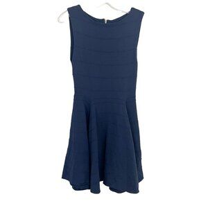 Alice + Olivia Navy Blue Knit Fit & Flare Dress Sleeveless - Size Small